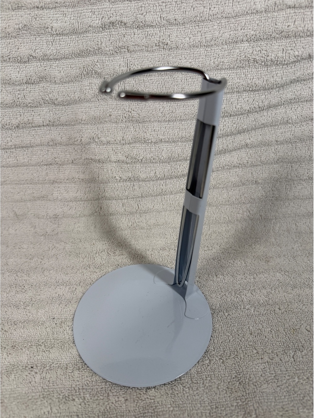 Adjustable Metal Display Doll Stand Holder with Round Base - Light Gray